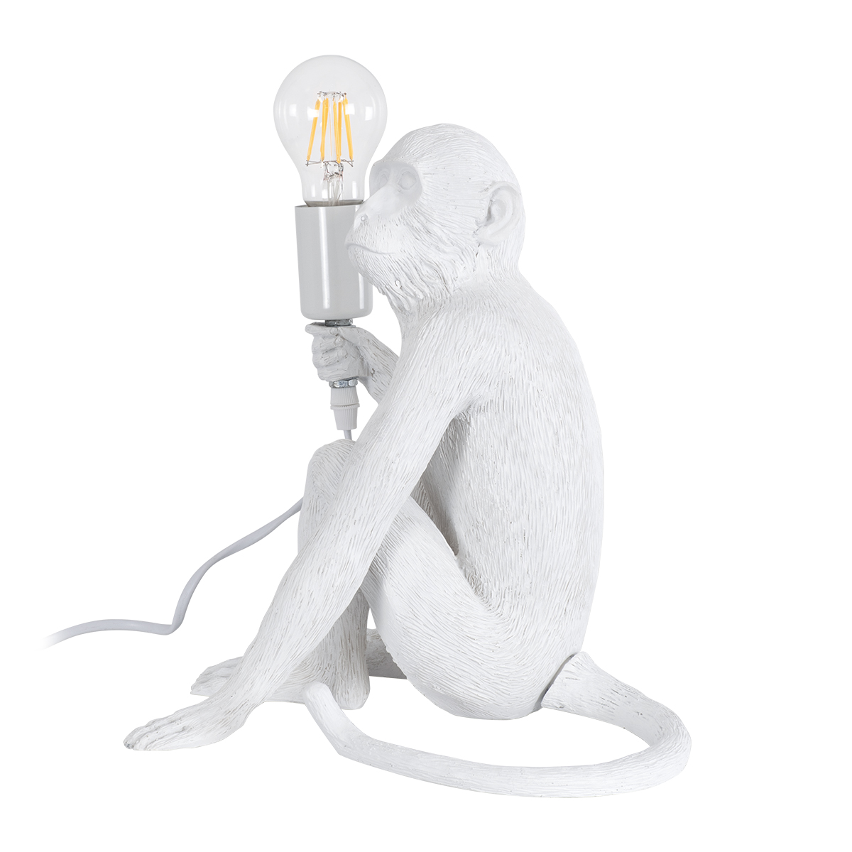 GLOBOSTAR® APES 01808 Μοντέρνο Επιτραπέζιο Φωτιστικό Πορτατίφ με Ντουί 1 x E27 AC 220-240V IP20 - Λευκό - Μ30 x Π27 x Υ30cm
