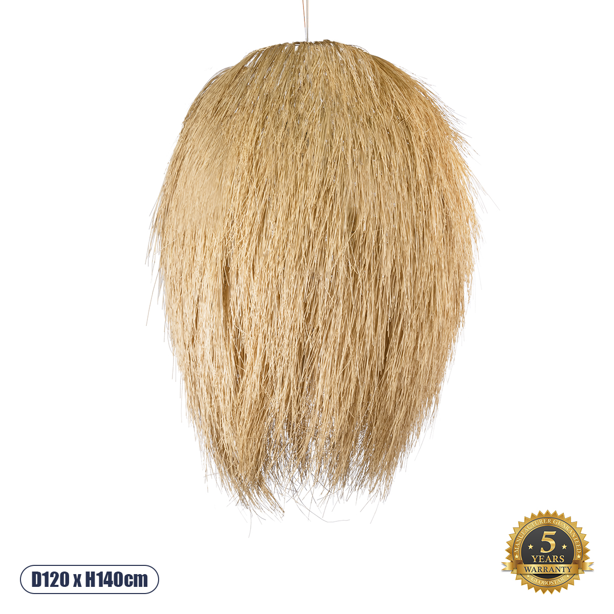 GLOBOSTAR® ARCHIPELAGO 01914 Boho Κρεμαστό Φωτιστικό Οροφής με Ντουί 1 x E27 AC 220-240V IP20 - Μπεζ - Μ120 x Π120 x Υ140cm