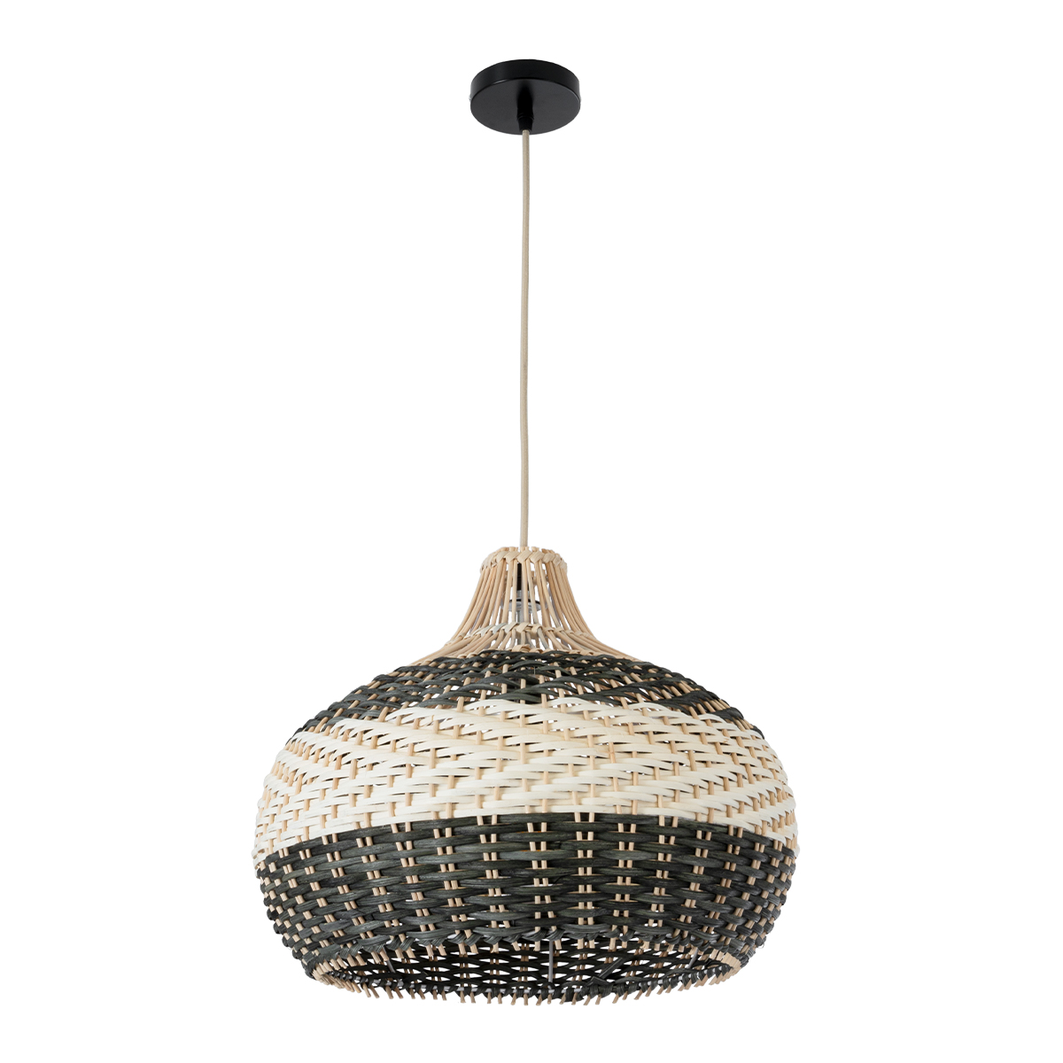 GLOBOSTAR® BARBADOS 01946 Boho Κρεμαστό Φωτιστικό Οροφής με Ντουί 1 x E27 AC 220-240V IP20 - Μπεζ & Λαδί - Μ40 x Π40 x Υ34cm
