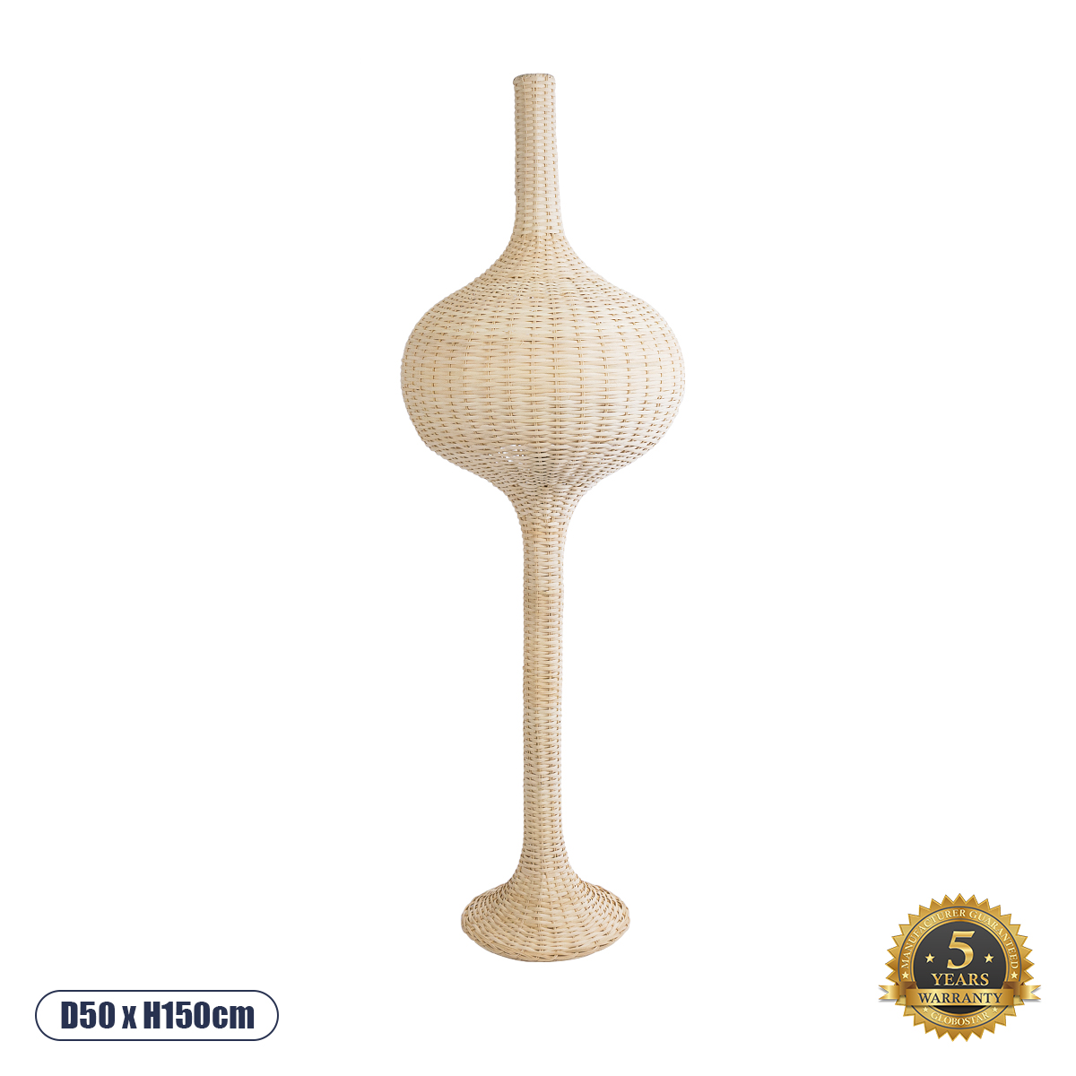 GLOBOSTAR® ALADDIN 02051 Boho Επιδαπέδιο Φωτιστικό με Ντουί 1 x E27 AC 220-240V IP20 - Μπεζ - Μ40 x Π40 x Υ150cm