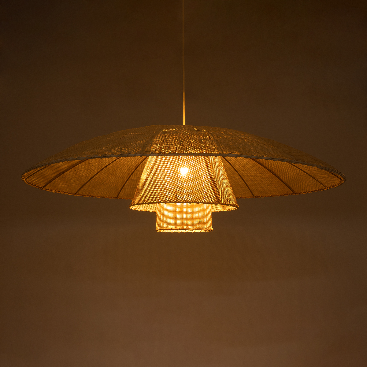 GLOBOSTAR® ZORA 02140 Boho Κρεμαστό Φωτιστικό Οροφής με Ντουί 1 x E27 AC 220-240V IP20 - Μπεζ - Μ120 x Π120 x Υ40cm