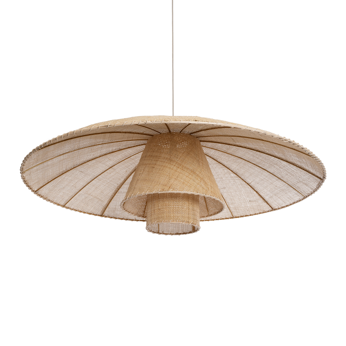 GLOBOSTAR® ZORA 02140 Boho Κρεμαστό Φωτιστικό Οροφής με Ντουί 1 x E27 AC 220-240V IP20 - Μπεζ - Μ120 x Π120 x Υ40cm