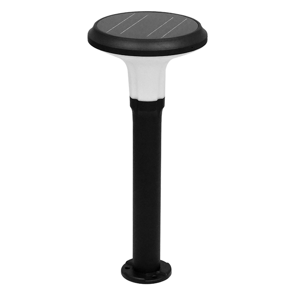 GLOBOSTAR® VEGGIE 12115 Φωτιστικό Κολωνάκι Κήπου LED 10W 500lm 120° με Ενσωματωμένο Φωτοβολταϊκό Panel 6V 2W & Επαναφορτιζόμενη Μπαταρία Li-ion 3.2V 6000mAh με Αισθητήρα Κίνησης-Ημέρας-Νύχτας Αδιάβροχο IP65 Ψυχρό Λευκό 6000K - Μαύρο - Μ26.5 x Π26.5 x 
