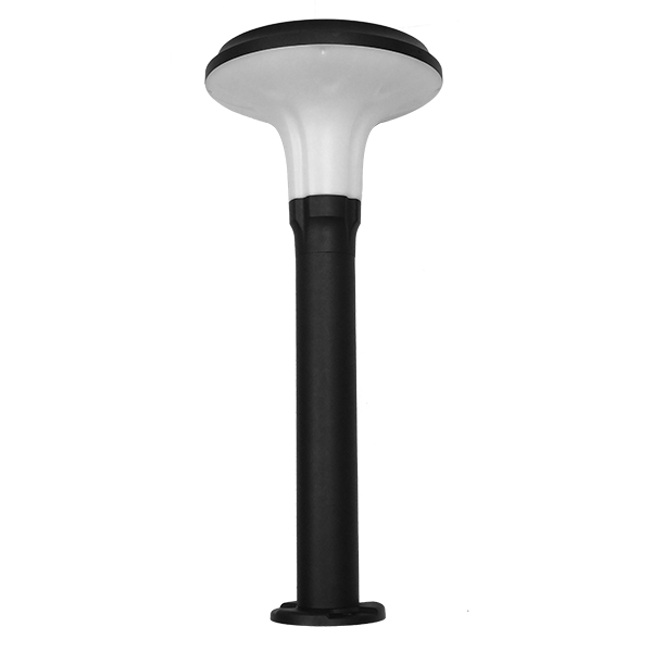 GLOBOSTAR® VEGGIE 12115 Φωτιστικό Κολωνάκι Κήπου LED 10W 500lm 120° με Ενσωματωμένο Φωτοβολταϊκό Panel 6V 2W & Επαναφορτιζόμενη Μπαταρία Li-ion 3.2V 6000mAh με Αισθητήρα Κίνησης-Ημέρας-Νύχτας Αδιάβροχο IP65 Ψυχρό Λευκό 6000K - Μαύρο - Μ26.5 x Π26.5 x 