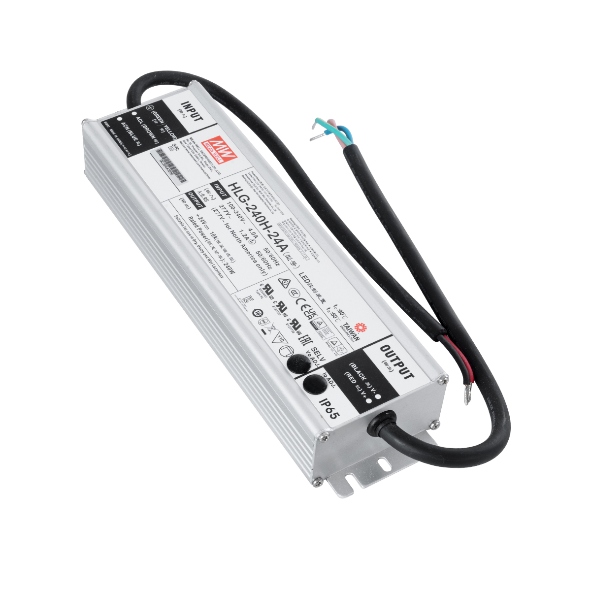GLOBOSTAR® MEANWELL-HLG240H-24A 90793 Τροφοδοτικό/Μετασχηματιστής SELV 240W 10A DC 24V Αδιάβροχο IP65 - AC 220-240V σε DC 24V / Ρυθμιζόμενο από 22.4VDC έως 25.6VDC - Μ24.4 x Π6.8 x Υ3.88cm - 3 Χρόνια Εγγύηση