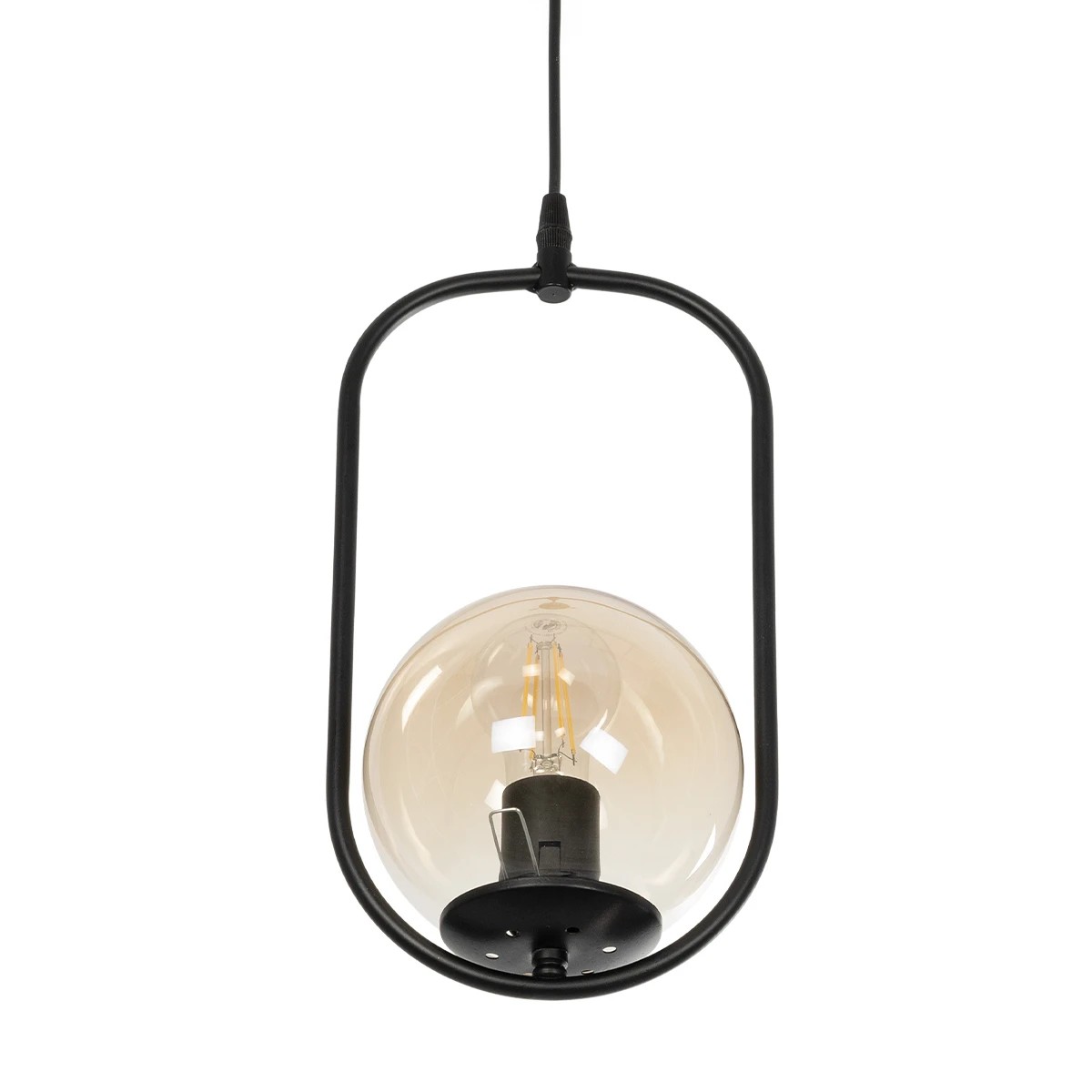 GLOBOSTAR® ZENITH 201-0093 Vintage Κρεμαστό Φωτιστικό Οροφής με Ντουί 1 x E27 AC 220-240V IP20 - Μαύρο & Μελί - Μ18 x Π15 x Υ38cm