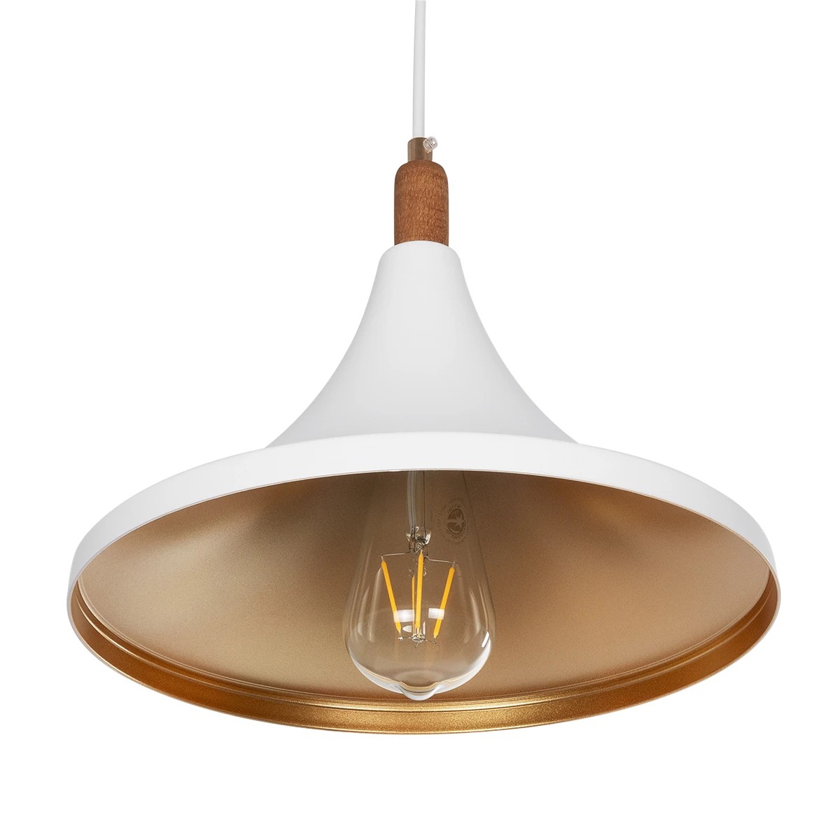GLOBOSTAR® BELFRY 203-0076 Μοντέρνο Κρεμαστό Φωτιστικό Οροφής με Ντουί 1 x E27 AC 220-240V IP20 - Λεύκο & Χρυσό - Μ29.5 x Π29.5 x Υ22cm