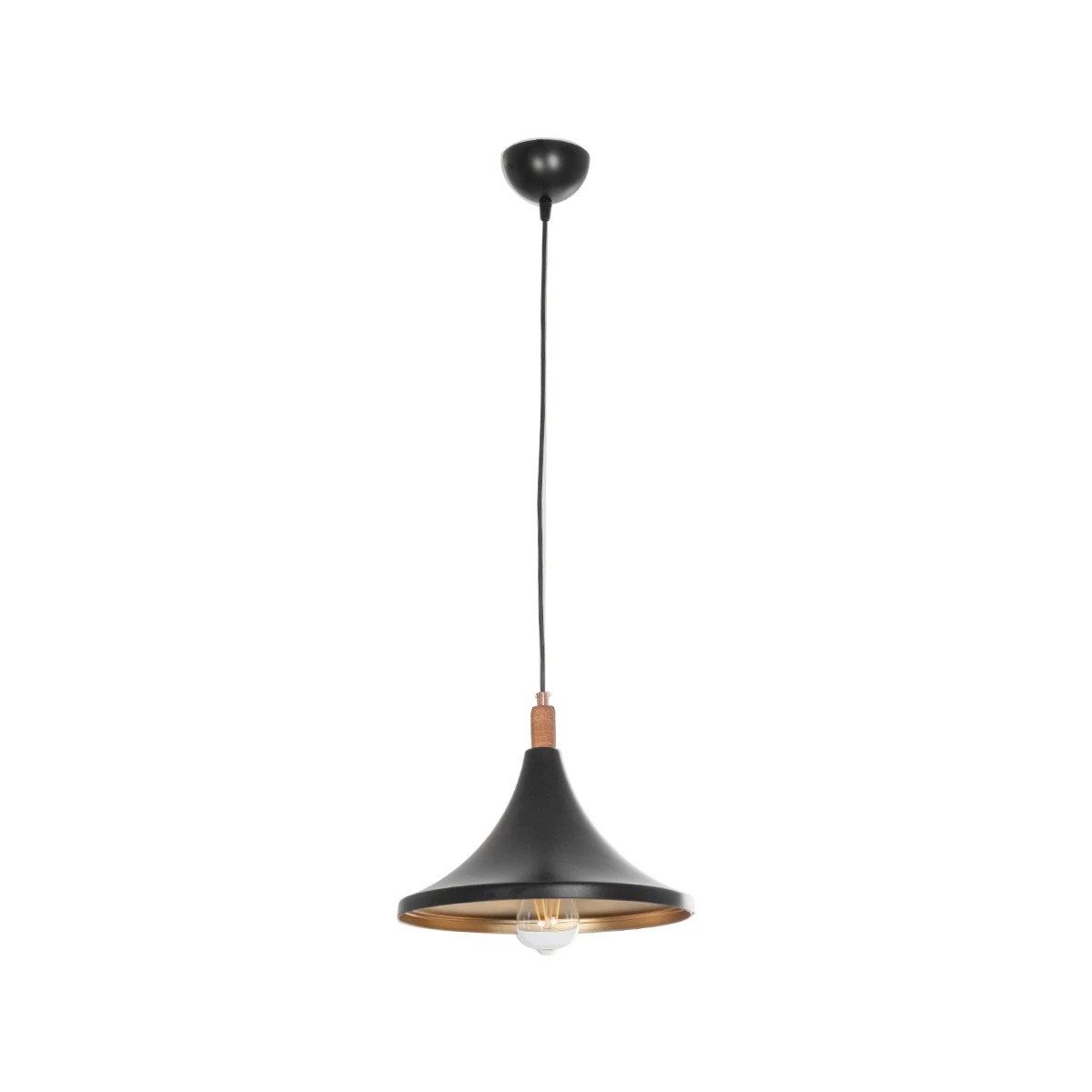 GLOBOSTAR® BELFRY 203-0077 Μοντέρνο Κρεμαστό Φωτιστικό Οροφής με Ντουί 1 x E27 AC 220-240V IP20 - Μαύρο & Χρυσό - Μ29.5 x Π29.5 x Υ22cm