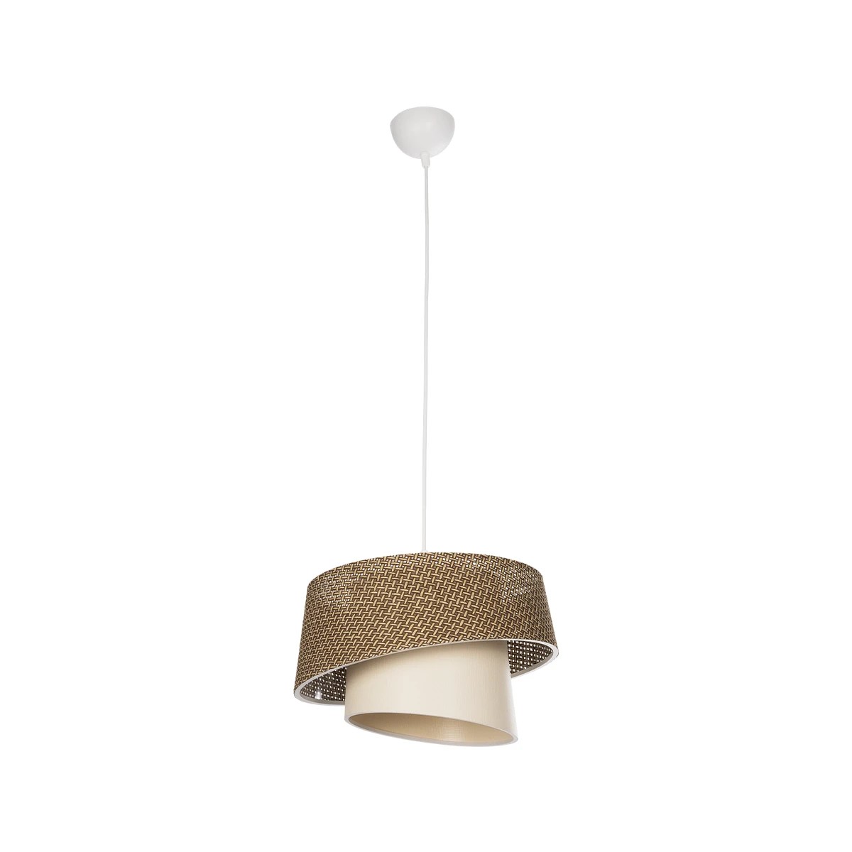 GLOBOSTAR® ALINA 203-0129 Μοντέρνο Κρεμαστό Φωτιστικό Οροφής με Ντουί 1 x E27 AC 220-240V IP20 - Καφέ & Μπεζ - Μ30 x Π30 x Υ20cm