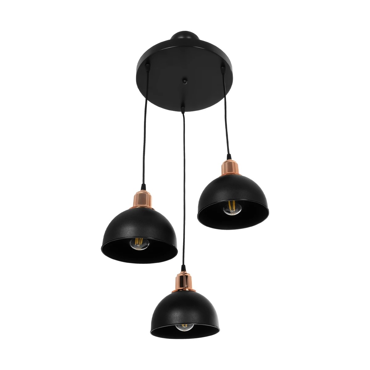 GLOBOSTAR® ΗUT 203-0146 Μοντέρνο Κρεμαστό Φωτιστικό Οροφής με Ντουί 3 x E27 AC 220-240V IP20 - Μάυρο & Χάλκινο - Μ40 x Π40 x Υ40cm
