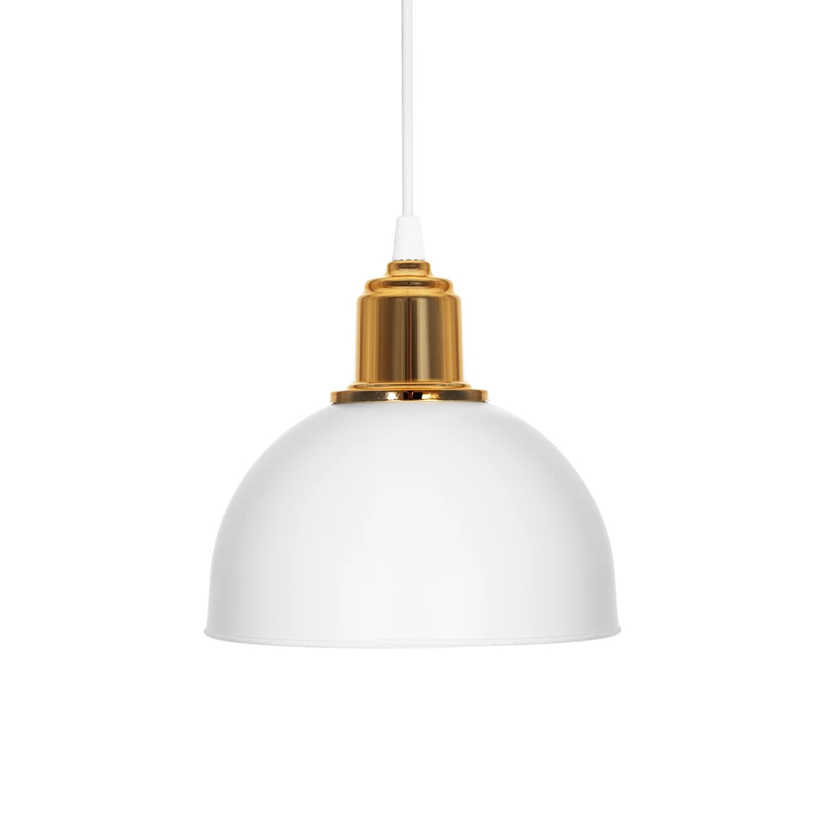 GLOBOSTAR® ΗUT 203-0147 Μοντέρνο Κρεμαστό Φωτιστικό Οροφής με Ντουί 1 x E27 AC 220-240V IP20 - Λευκό & Χρυσό - Μ18 x Π18 x Υ18cm
