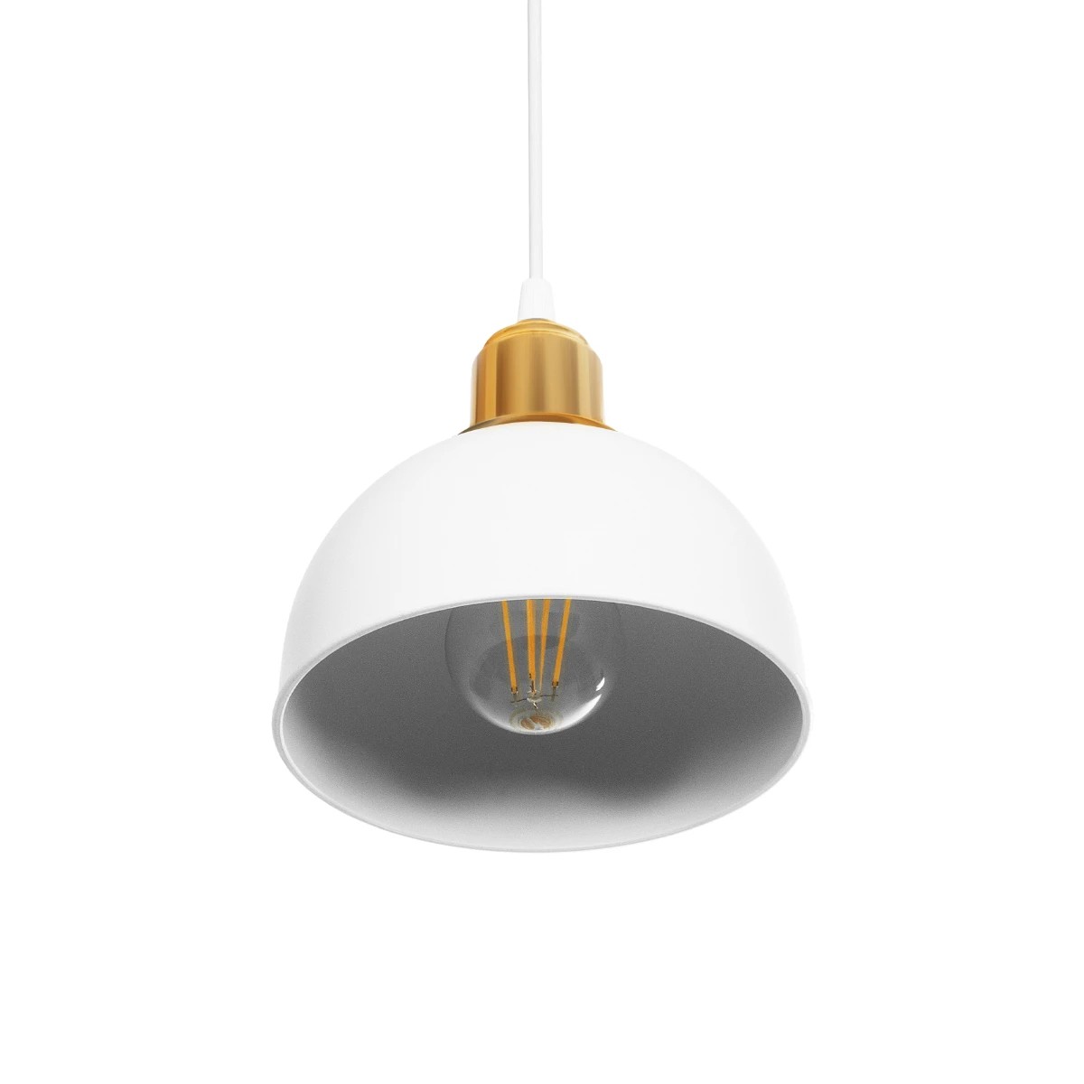 GLOBOSTAR® ΗUT 203-0147 Μοντέρνο Κρεμαστό Φωτιστικό Οροφής με Ντουί 1 x E27 AC 220-240V IP20 - Λευκό & Χρυσό - Μ18 x Π18 x Υ18cm