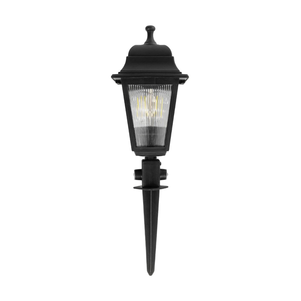 GloboStar® SOLME 203-0213 Vintage Καρφωτό Φωτιστικό Φαναράκι Μονόφωτο 1 x E27 IP44 Μαύρο & Διάφανο Πλαστικό - Μ22 x Π22 x Υ35cm