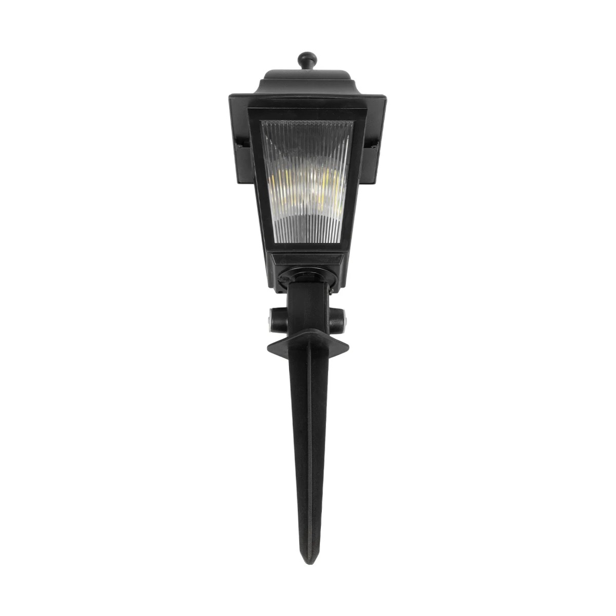 GloboStar® SOLME 203-0213 Vintage Καρφωτό Φωτιστικό Φαναράκι Μονόφωτο 1 x E27 IP44 Μαύρο & Διάφανο Πλαστικό - Μ22 x Π22 x Υ35cm