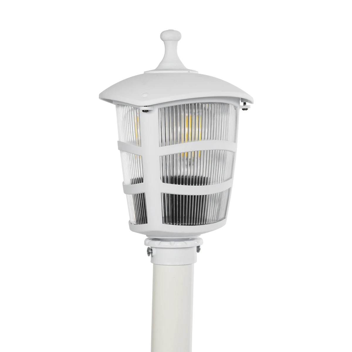 GloboStar® ZARDIN 203-0240 Vintage Επιδαπέδιο Φωτιστικό Κολωνάκι Κήπου Μονόφωτο 1 x E27 IP44 Λευκό & Διάφανο Πλαστικό - Μ17 x Π17 x Υ92cm