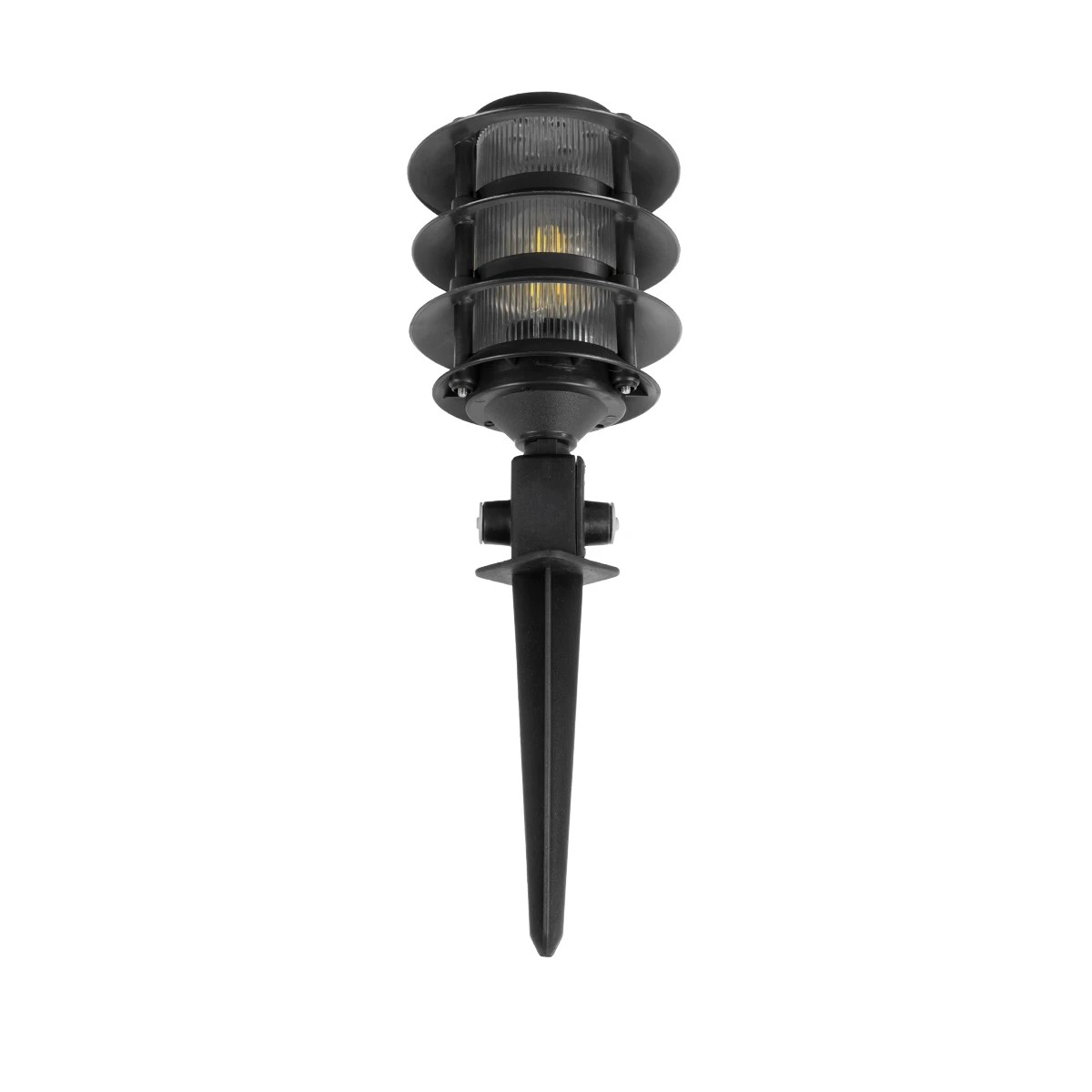 GloboStar® LANTERNA 203-0242 Μοντέρνο Καρφωτό Φωτιστικό Φαναράκι Μονόφωτο 1 x E27 IP44 Μαύρο & Διάφανο Πλαστικό - Μ16 x Π16 x Υ50cm
