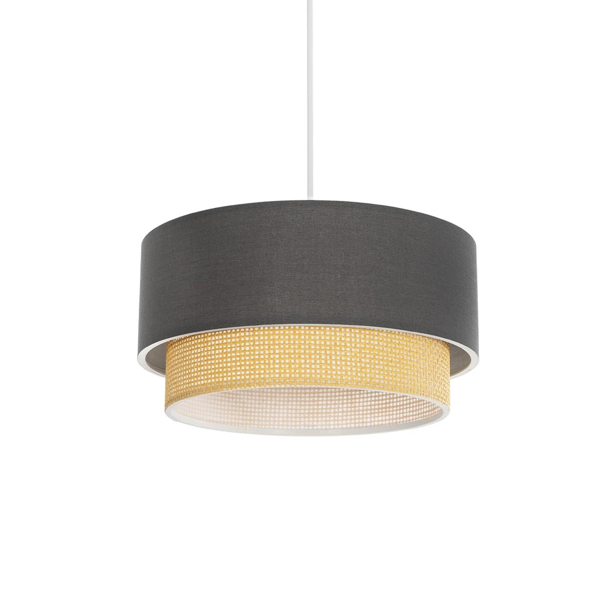 GLOBOSTAR® BIGGIE 204-0095 Μοντέρνο Κρεμαστό Φωτιστικό Οροφής με Ντουί 1 x E27 AC 220-240V IP20 - Γκρι & Μπεζ - Μ30 x Π30 x Υ17cm