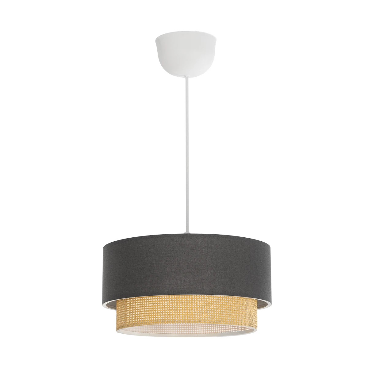 GLOBOSTAR® BIGGIE 204-0095 Μοντέρνο Κρεμαστό Φωτιστικό Οροφής με Ντουί 1 x E27 AC 220-240V IP20 - Γκρι & Μπεζ - Μ30 x Π30 x Υ17cm