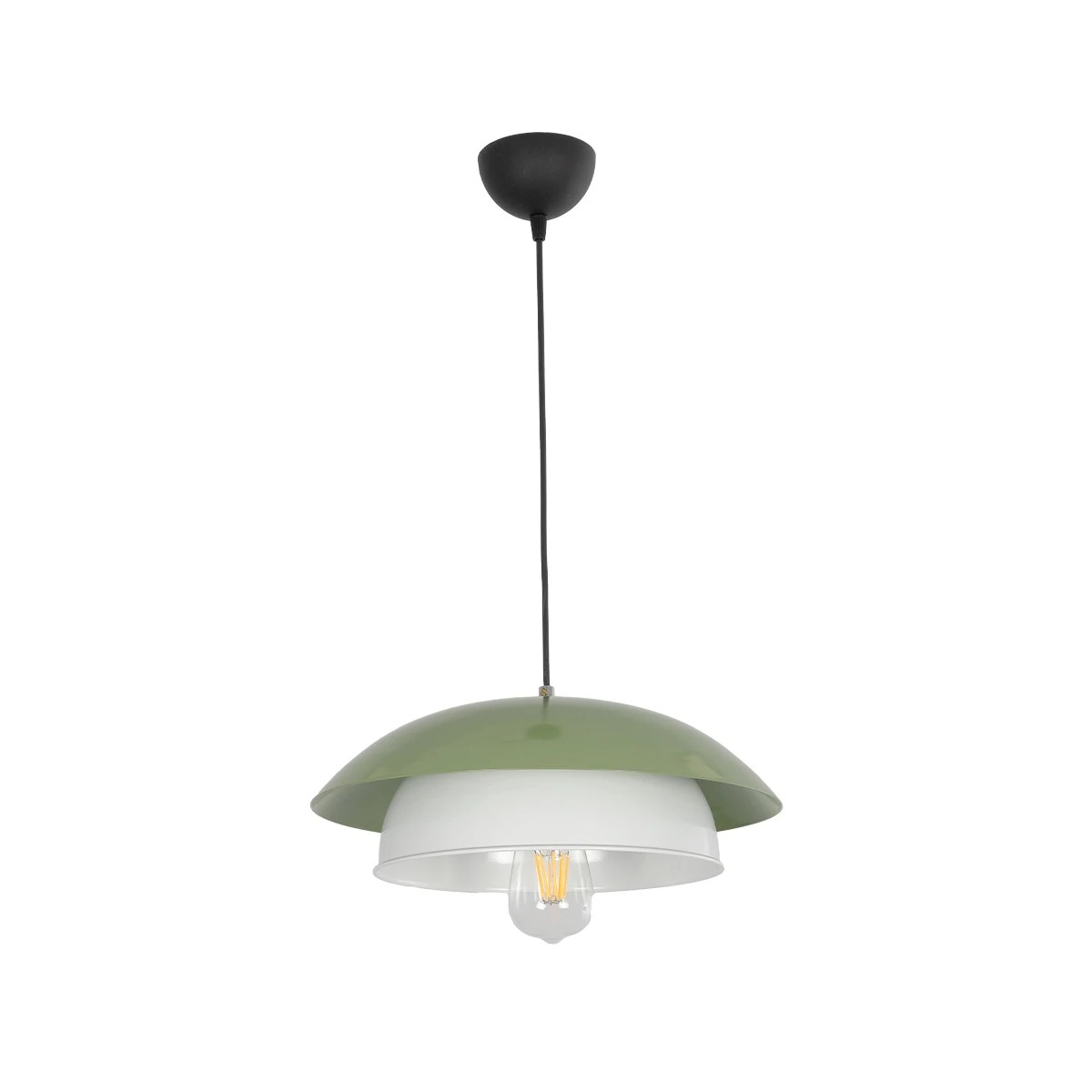 GLOBOSTAR® AURA 204-0119 Μοντέρνο Κρεμαστό Φωτιστικό Οροφής με Ντουί 1 x E27 AC 220-240V IP20 - Πράσινο & Λευκό - Μ31 x Π31 x Υ27cm