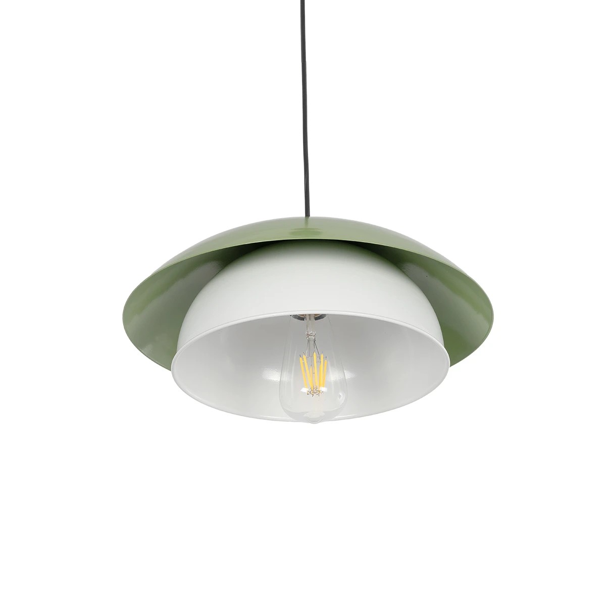 GLOBOSTAR® AURA 204-0119 Μοντέρνο Κρεμαστό Φωτιστικό Οροφής με Ντουί 1 x E27 AC 220-240V IP20 - Πράσινο & Λευκό - Μ31 x Π31 x Υ27cm