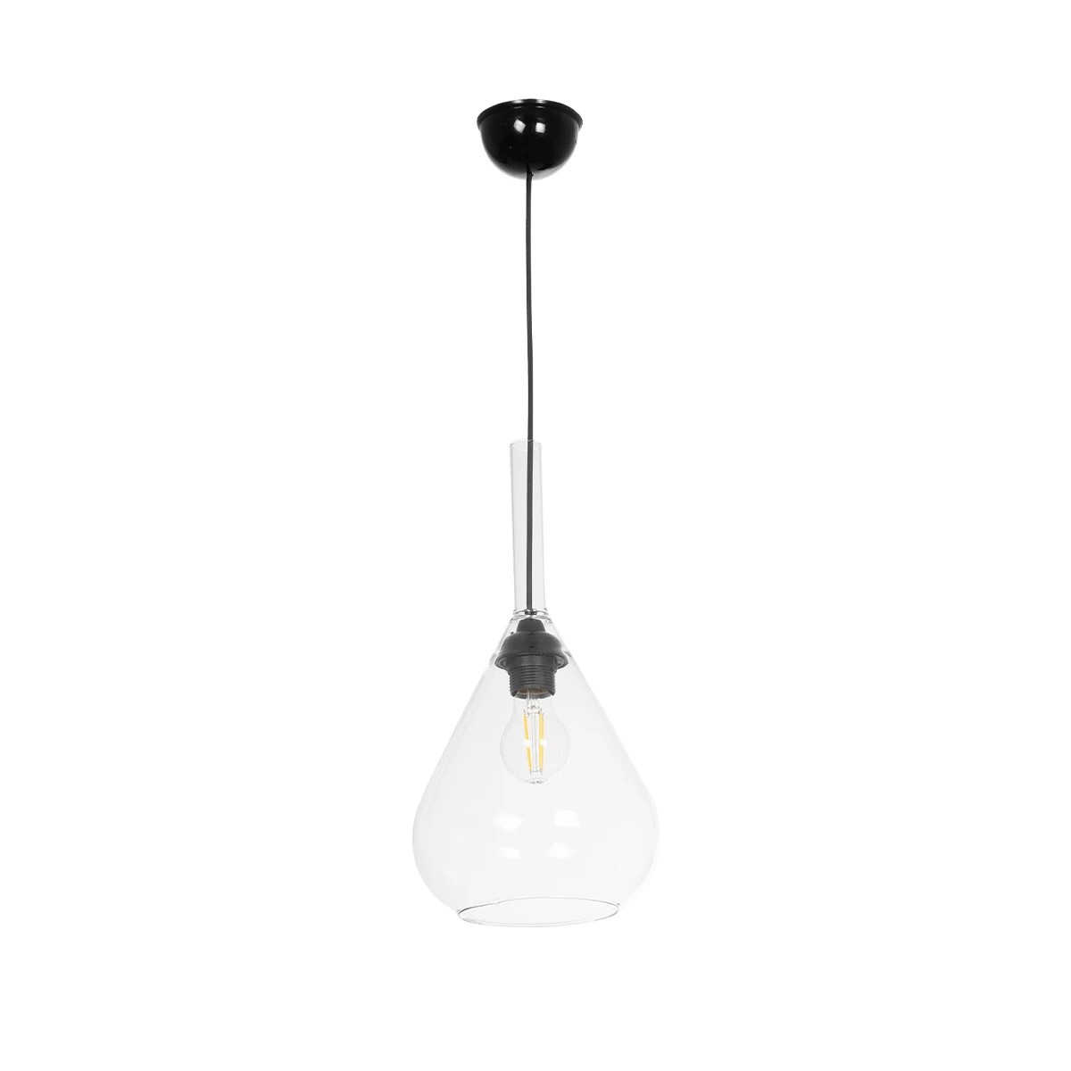 GLOBOSTAR® BALU 206-0043 Μοντέρνο Κρεμαστό Φωτιστικό Οροφής με Ντουί 1 x E27 AC 220-240V IP20 - Διάφανο - Μ20 x Π20 x Υ42cm