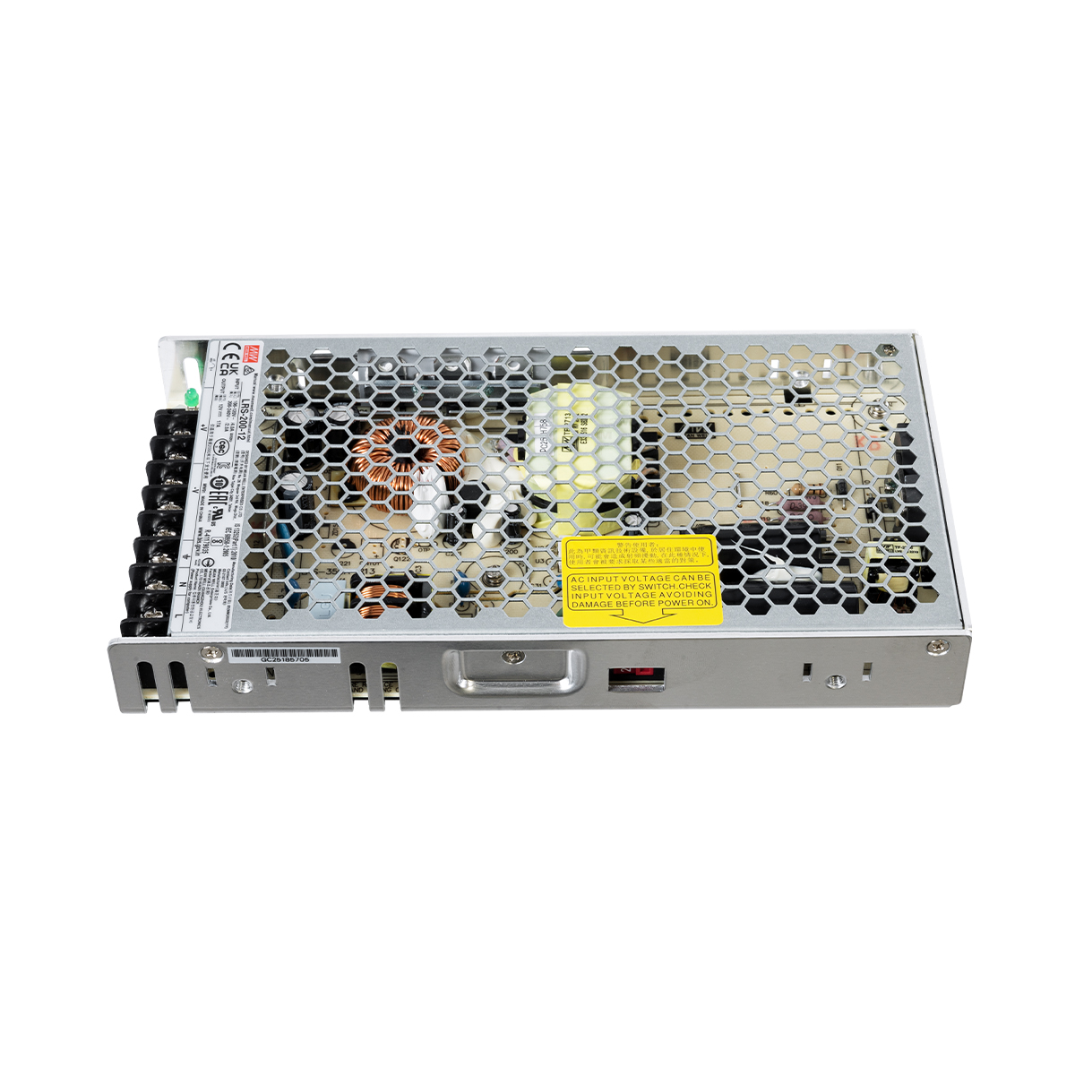 GLOBOSTAR® MEANWELL-LRS200-12 90782 Τροφοδοτικό/Μετασχηματιστής PELV 200W 17A DC 12V IP20 - AC 220-240V σε DC 12V / Ρυθμιζόμενo από DC 10.2V έως DC 13.8V - Μ21.5 x Π11.5 x Υ3cm - 3 Χρόνια Εγγύηση