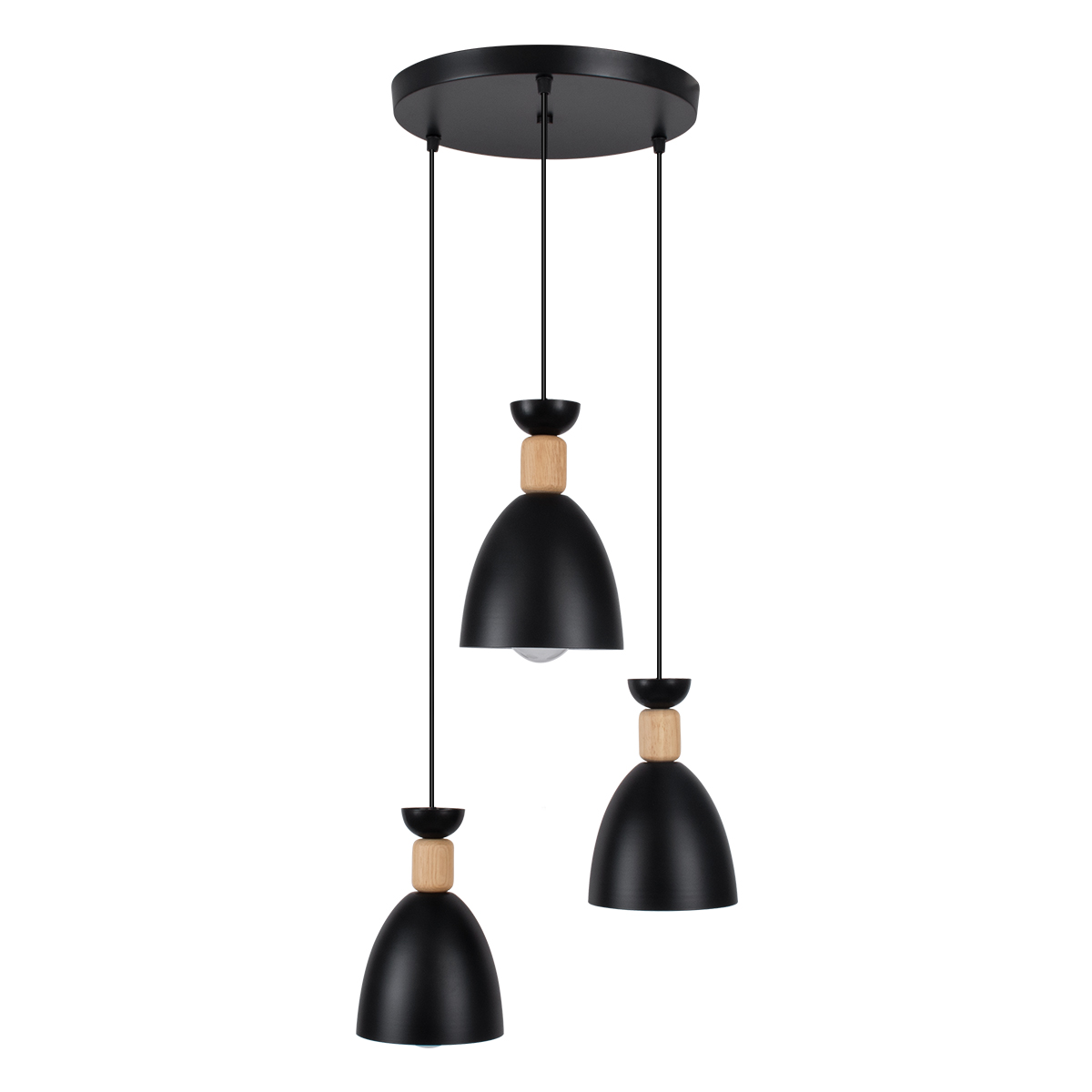 GLOBOSTAR® AVA 61572 Μοντέρνο Κρεμαστό Φωτιστικό Οροφής με Ντουί 3 x E27 AC 220-240V IP20 - Μαύρο & Μπεζ - Μ35 x Π35 x Υ130cm