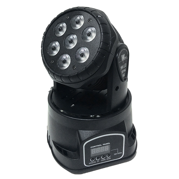 GLOBOSTAR® WASHAKI 51111 Επαγγελματική Κινούμενη Ρομποτική Κεφαλή Φωτισμού Moving Head WASH LED 84W (7 x 12W) RGBW 4in1 CREE LED Chips 25° Dimmable με DMX512 13 Καναλιών AC 220-240V IP20 - Μαύρο - Μ17.5 x Π18 x Υ24cm - 2 Χρόνια Εγγύηση