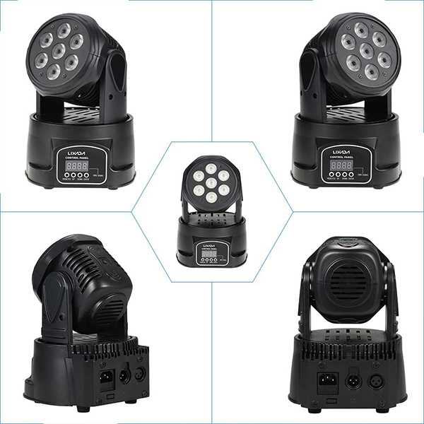 GLOBOSTAR® WASHAKI 51111 Επαγγελματική Κινούμενη Ρομποτική Κεφαλή Φωτισμού Moving Head WASH LED 84W (7 x 12W) RGBW 4in1 CREE LED Chips 25° Dimmable με DMX512 13 Καναλιών AC 220-240V IP20 - Μαύρο - Μ17.5 x Π18 x Υ24cm - 2 Χρόνια Εγγύηση
