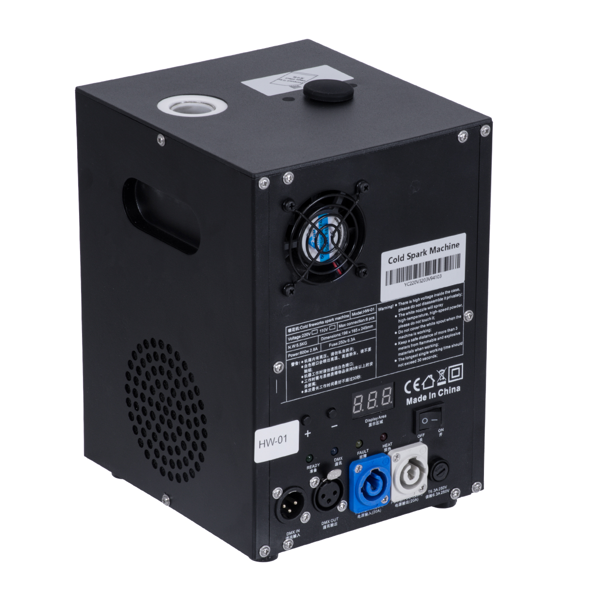 GLOBOSTAR® SPARKLE 51148 Stage Μηχανή Δαπέδου Άκαυστων Σπινθήρων Εφέ Συντριβανιού 600W AC 220-240V IP20 DMX512 Protocol & RF Ασύρματο Χειριστήριο - Μ18 x Π16.5 x Υ24cm - 1 Χρόνο Εγγύηση