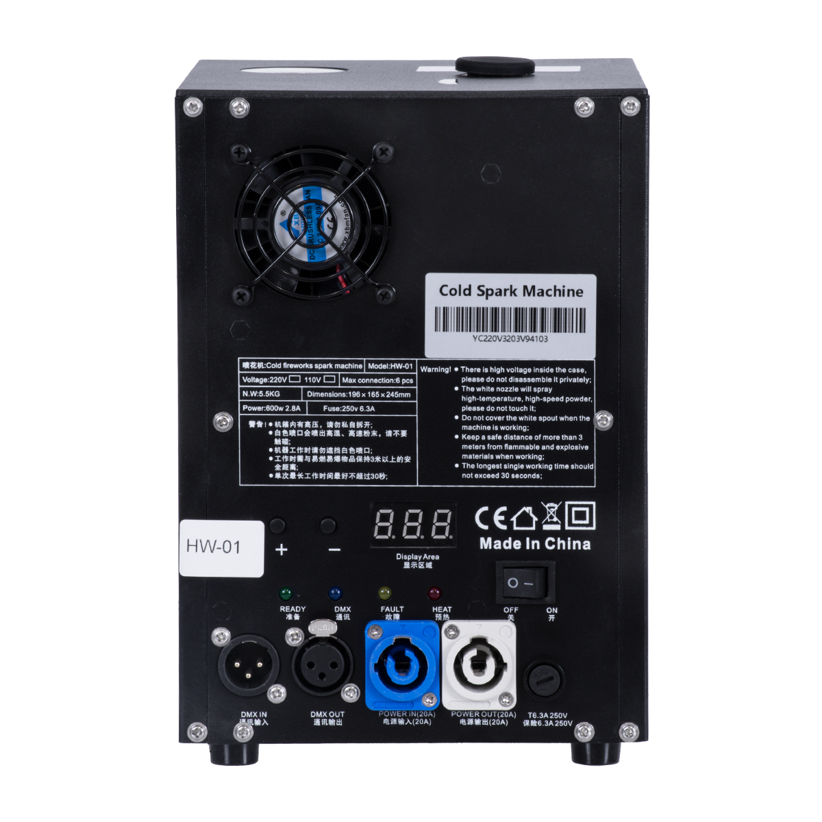 GLOBOSTAR® SPARKLE 51148 Stage Μηχανή Δαπέδου Άκαυστων Σπινθήρων Εφέ Συντριβανιού 600W AC 220-240V IP20 DMX512 Protocol & RF Ασύρματο Χειριστήριο - Μ18 x Π16.5 x Υ24cm - 1 Χρόνο Εγγύηση