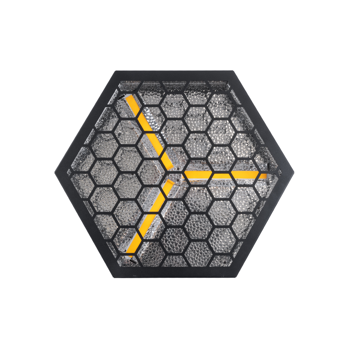 GloboStar® 51201 HALO HEXA Επαγγελματικό Φωτιστικό Ειδικών Εφέ DIGITAL MATRIX PIXEL & Blinder - 3 x 80W LED COB Chips Ultra Gold Warm White 2200K & 30 x 0.5W LED SMD5050 Chips RGB - AC 220V-240V DMX512 Display on Body - Μαύρο - Μ38 x Π38 x Υ22cm -