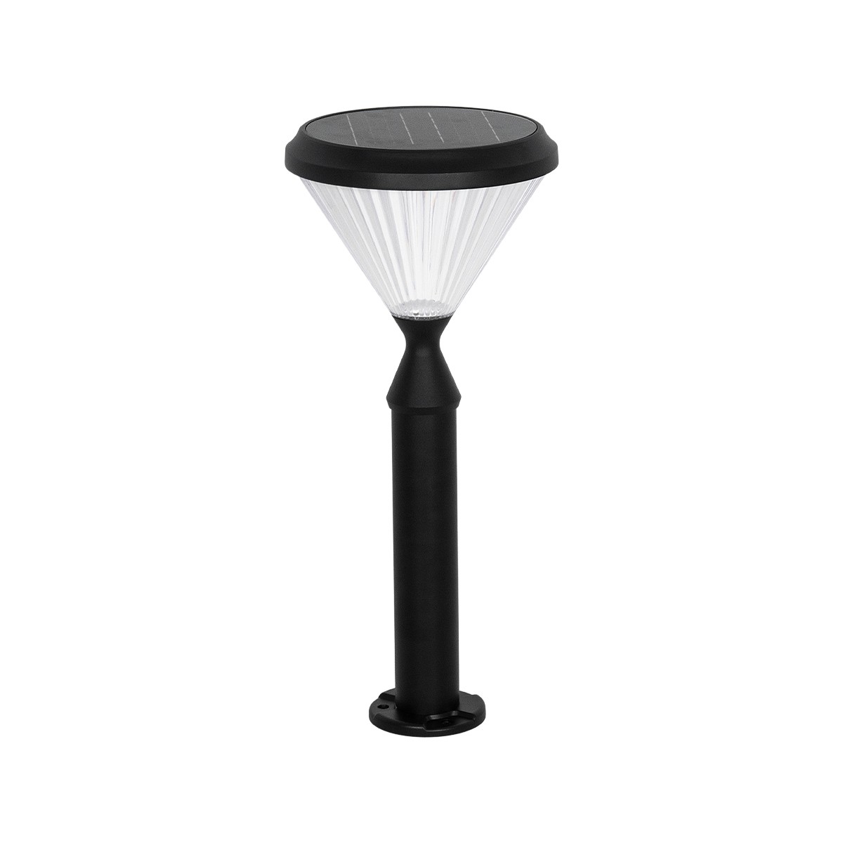 GLOBOSTAR® VEGGIE 90522 Φωτιστικό Κολωνάκι Κήπου LED 10W 500lm 120° με Ενσωματωμένο Φωτοβολταϊκό Panel 6V 2W & Επαναφορτιζόμενη Μπαταρία Li-ion 3.2V 6000mAh με Αισθητήρα Ημέρας-Νύχτας Αδιάβροχο IP65 Ψυχρό Λευκό 6000K - Sanan SMD Chip - Μαύρο - Μ26 x Π