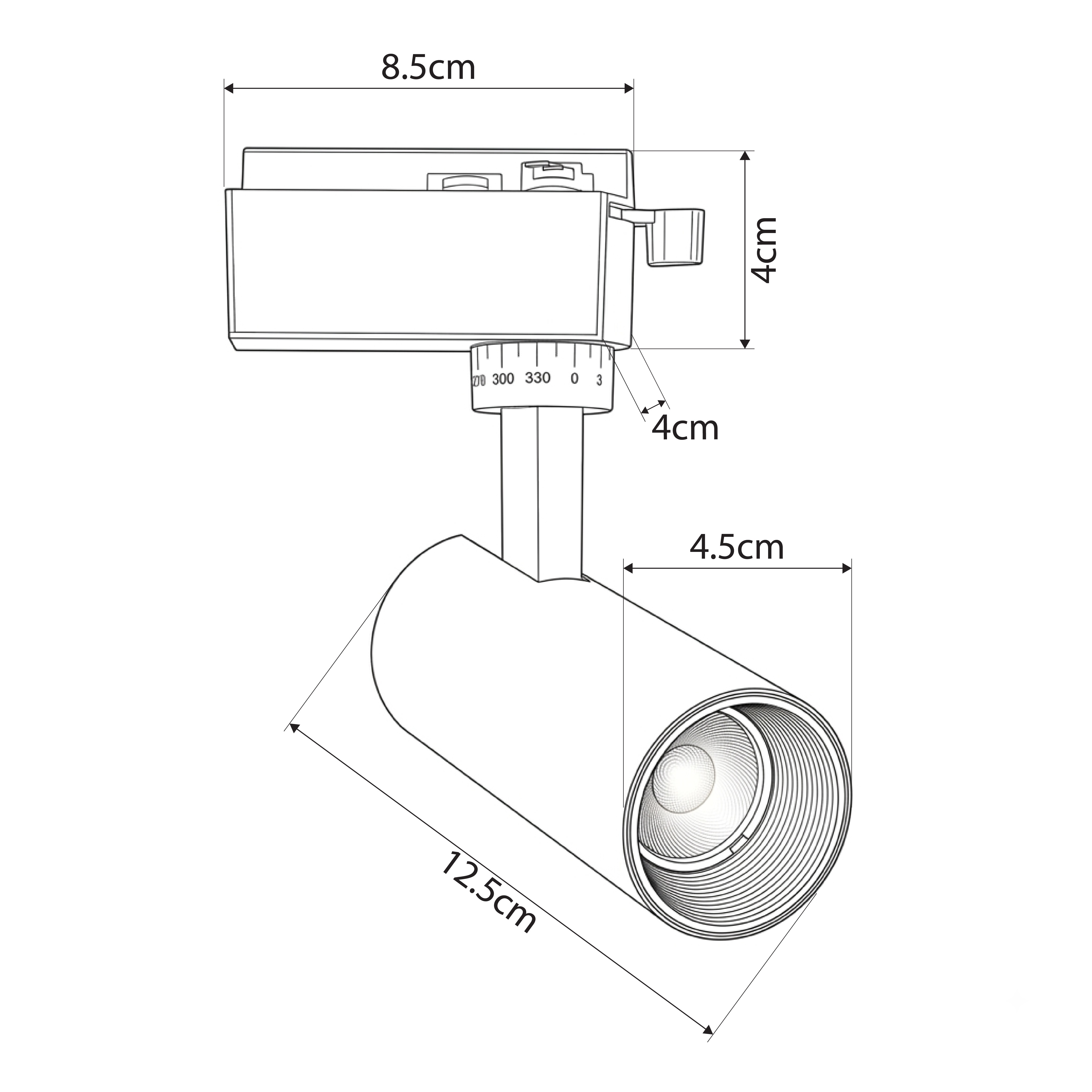 GLOBOSTAR® LUGANO 60804 Μονοφασικό Σποτ Ράγας LED 10W 1250lm 36° AC 220-240V IP20 Φυσικό Λευκό 4500K - Bridgelux COB Chip & TÜV SÜD Driver - Eurotrack 1PH - Μαύρο Ματ - Μ8.5 x Π5 x Υ18cm - 5 Χρόνια Εγγύηση
