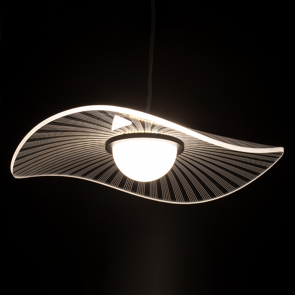 GLOBOSTAR® ACRYLICA 60974 Μοντέρνο Κρεμαστό Φωτιστικό Οροφής LED 20W 2240lm 360° AC 220-240V IP20 Ρυθμιζόμενο Λευκό CCT με On/Off 2700K/4500K/6000K - Lumileds SMD Chip - Διάφανο & Μαύρο Ματ - Μ40 x Π40 x Υ6.5cm - 3 Χρόνια Εγγύηση