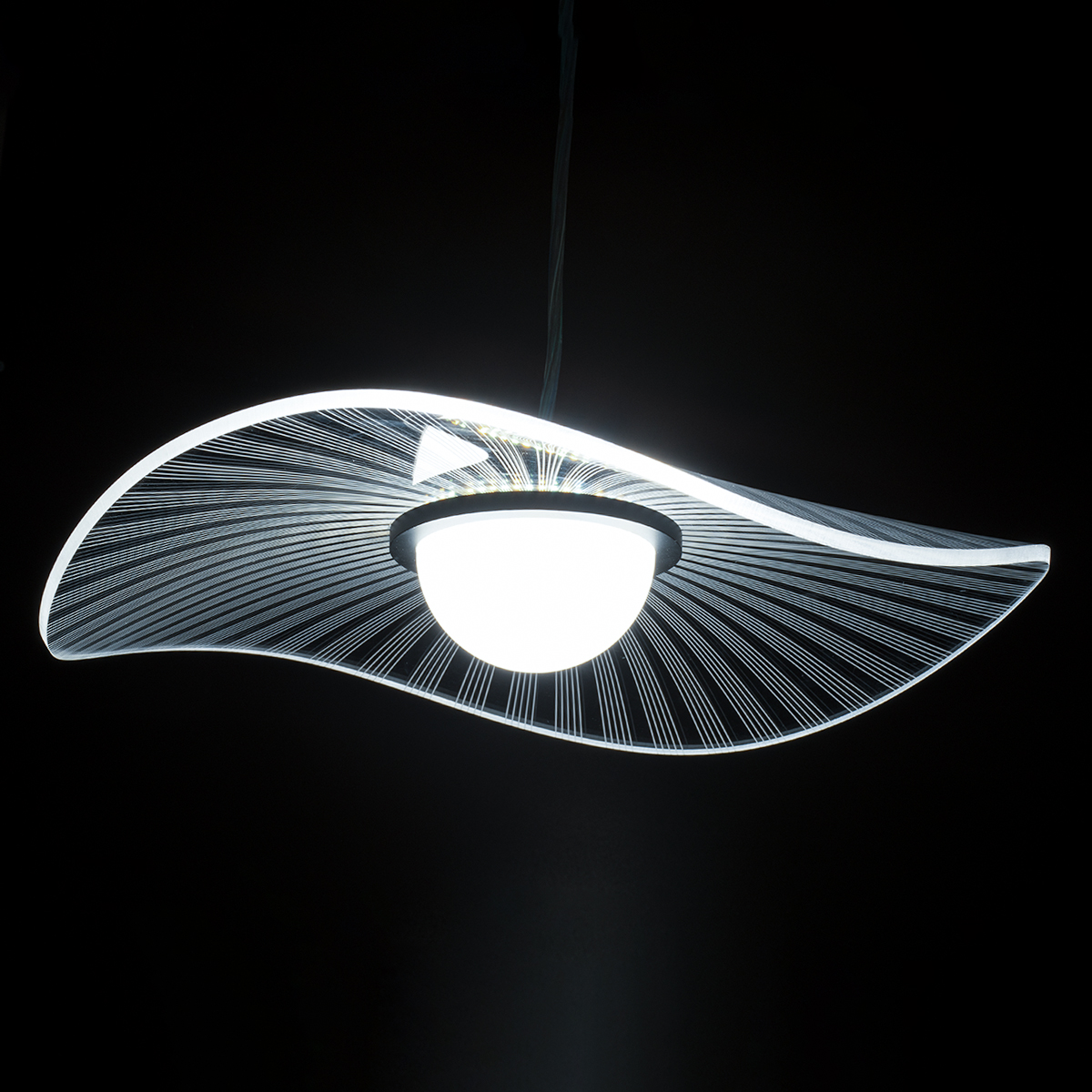 GLOBOSTAR® ACRYLICA 60974 Μοντέρνο Κρεμαστό Φωτιστικό Οροφής LED 20W 2240lm 360° AC 220-240V IP20 Ρυθμιζόμενο Λευκό CCT με On/Off 2700K/4500K/6000K - Lumileds SMD Chip - Διάφανο & Μαύρο Ματ - Μ40 x Π40 x Υ6.5cm - 3 Χρόνια Εγγύηση