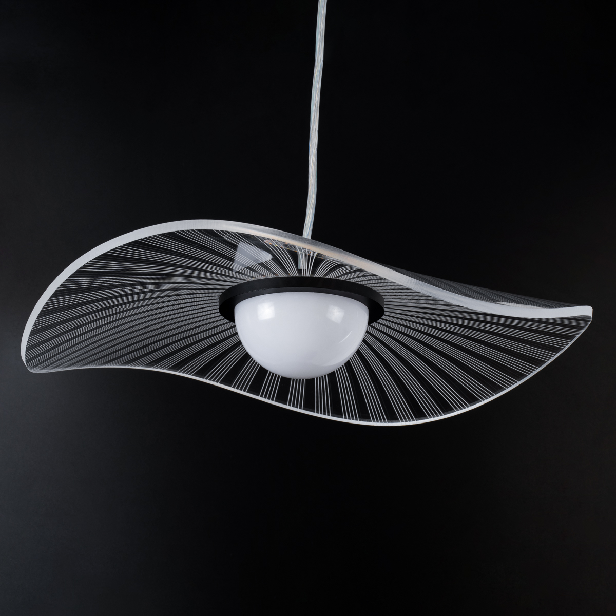GLOBOSTAR® ACRYLICA 60974 Μοντέρνο Κρεμαστό Φωτιστικό Οροφής LED 20W 2240lm 360° AC 220-240V IP20 Ρυθμιζόμενο Λευκό CCT με On/Off 2700K/4500K/6000K - Lumileds SMD Chip - Διάφανο & Μαύρο Ματ - Μ40 x Π40 x Υ6.5cm - 3 Χρόνια Εγγύηση