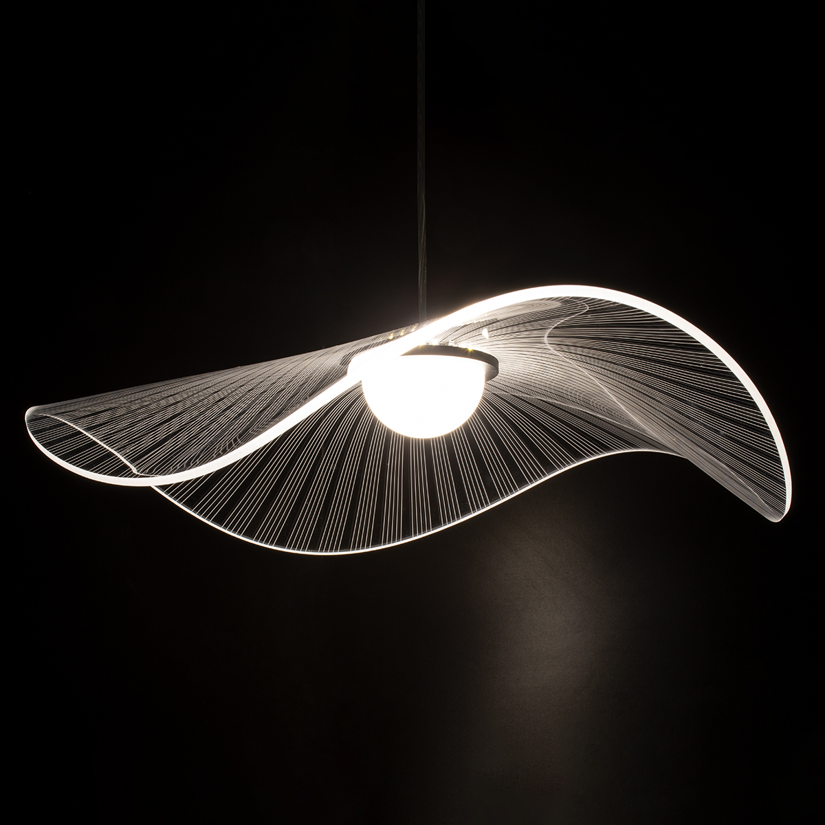 GLOBOSTAR® ACRYLICA 60975 Μοντέρνο Κρεμαστό Φωτιστικό Οροφής LED 20W 2240lm 360° AC 220-240V IP20 Ρυθμιζόμενο Λευκό CCT με On/Off 2700K/4500K/6000K - Lumileds SMD Chip - Διάφανο & Μαύρο Ματ - Μ60 x Π60 x Υ15cm - 3 Χρόνια Εγγύηση