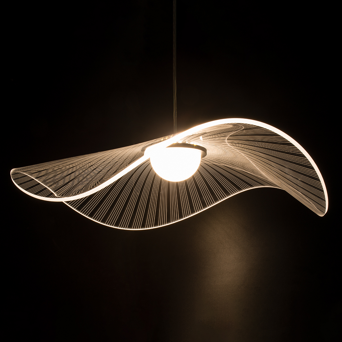 GLOBOSTAR® ACRYLICA 60975 Μοντέρνο Κρεμαστό Φωτιστικό Οροφής LED 20W 2240lm 360° AC 220-240V IP20 Ρυθμιζόμενο Λευκό CCT με On/Off 2700K/4500K/6000K - Lumileds SMD Chip - Διάφανο & Μαύρο Ματ - Μ60 x Π60 x Υ15cm - 3 Χρόνια Εγγύηση