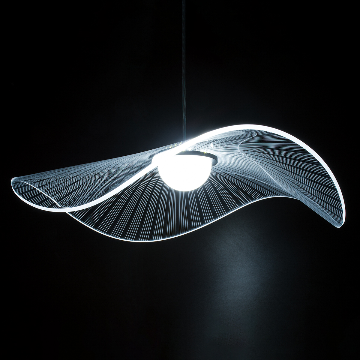 GLOBOSTAR® ACRYLICA 60975 Μοντέρνο Κρεμαστό Φωτιστικό Οροφής LED 20W 2240lm 360° AC 220-240V IP20 Ρυθμιζόμενο Λευκό CCT με On/Off 2700K/4500K/6000K - Lumileds SMD Chip - Διάφανο & Μαύρο Ματ - Μ60 x Π60 x Υ15cm - 3 Χρόνια Εγγύηση