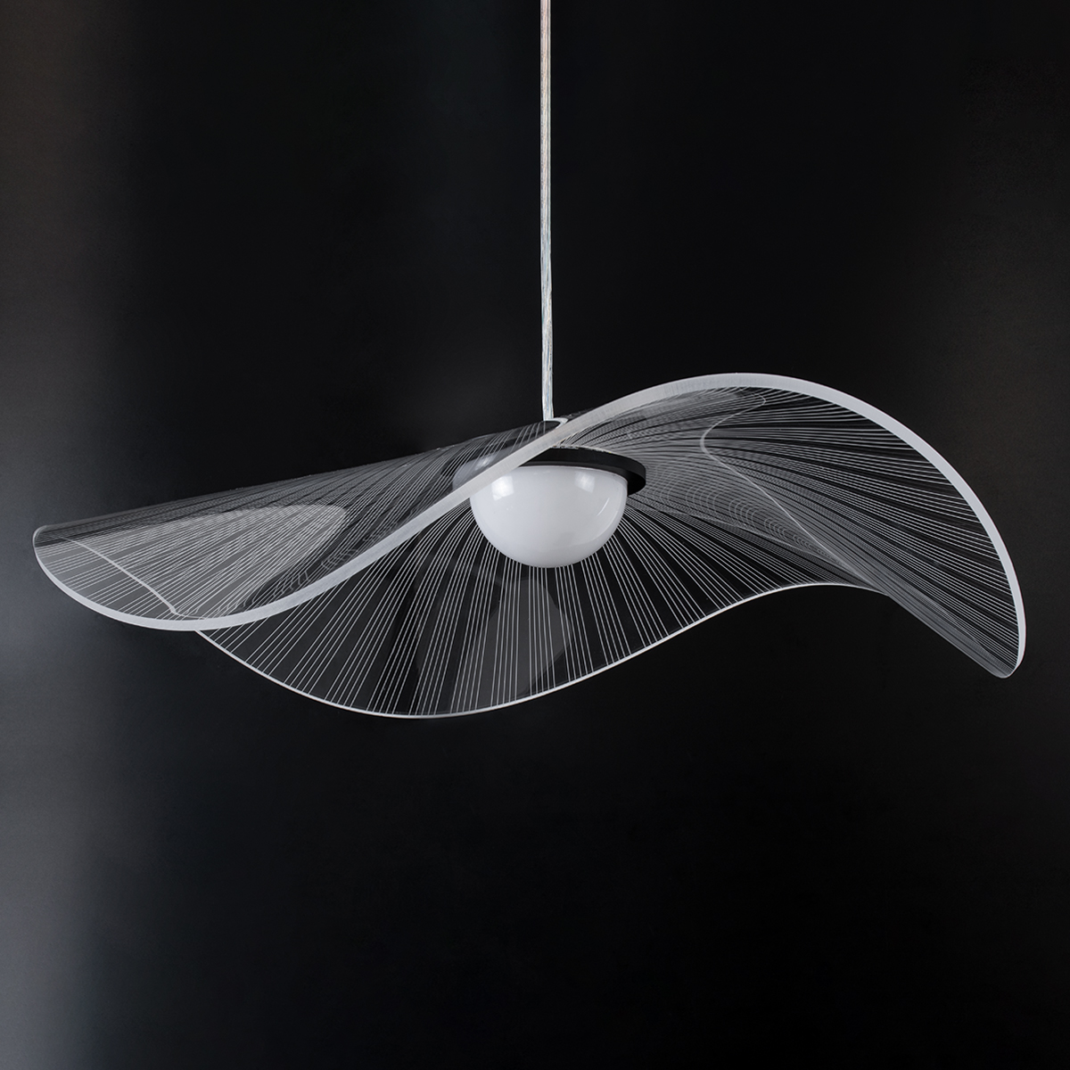 GLOBOSTAR® ACRYLICA 60975 Μοντέρνο Κρεμαστό Φωτιστικό Οροφής LED 20W 2240lm 360° AC 220-240V IP20 Ρυθμιζόμενο Λευκό CCT με On/Off 2700K/4500K/6000K - Lumileds SMD Chip - Διάφανο & Μαύρο Ματ - Μ60 x Π60 x Υ15cm - 3 Χρόνια Εγγύηση