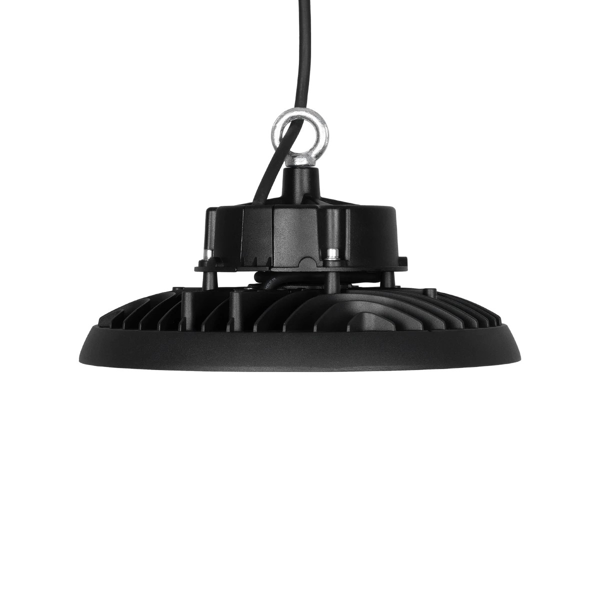 GLOBOSTAR® INDUSTRY 61500 Βιομηχανικό Φωτιστικό Καμπάνα High Bay UFO LED 100W 15000lm SDCM<5 90° AC 85-265V Αδιάβροχο IP65 IK08 Φυσικό Λευκό 5000K - 175 x Sanan Opto SMD Chip & TÜV SÜD Driver - Μαύρο Χυτό Αλουμίνιο - Μ26.5 x Π26.5 x Υ15cm - 5 Χρόνι