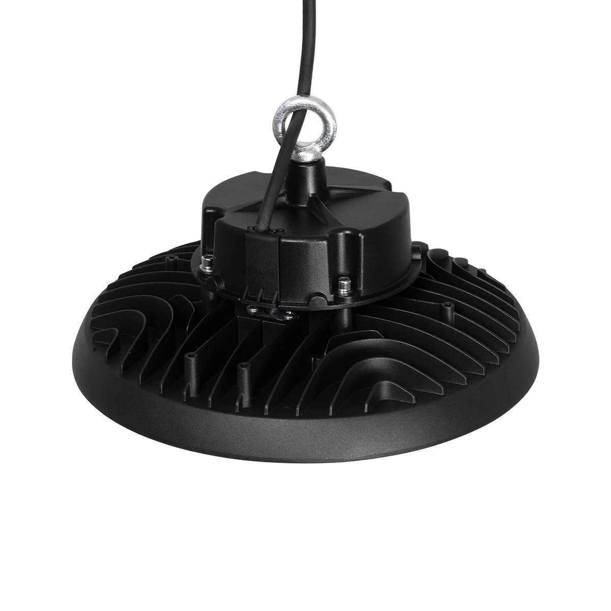 GLOBOSTAR® INDUSTRY 61500 Βιομηχανικό Φωτιστικό Καμπάνα High Bay UFO LED 100W 15000lm SDCM<5 90° AC 85-265V Αδιάβροχο IP65 IK08 Φυσικό Λευκό 5000K - 175 x Sanan Opto SMD Chip & TÜV SÜD Driver - Μαύρο Χυτό Αλουμίνιο - Μ26.5 x Π26.5 x Υ15cm - 5 Χρόνι