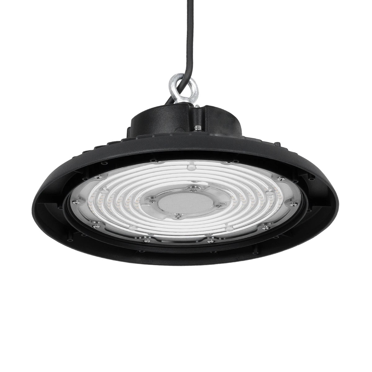 GLOBOSTAR® INDUSTRY 61502 Βιομηχανικό Φωτιστικό Καμπάνα High Bay UFO LED 200W 30000lm SDCM<5 90° AC 85-265V Αδιάβροχο IP65 IK08 Φυσικό Λευκό 5000K - 338 x Sanan Opto SMD Chip & TÜV SÜD Driver - Μαύρο Χυτό Αλουμίνιο - Μ30 x Π30 x Υ16cm - 5 Χρόνια Εγ