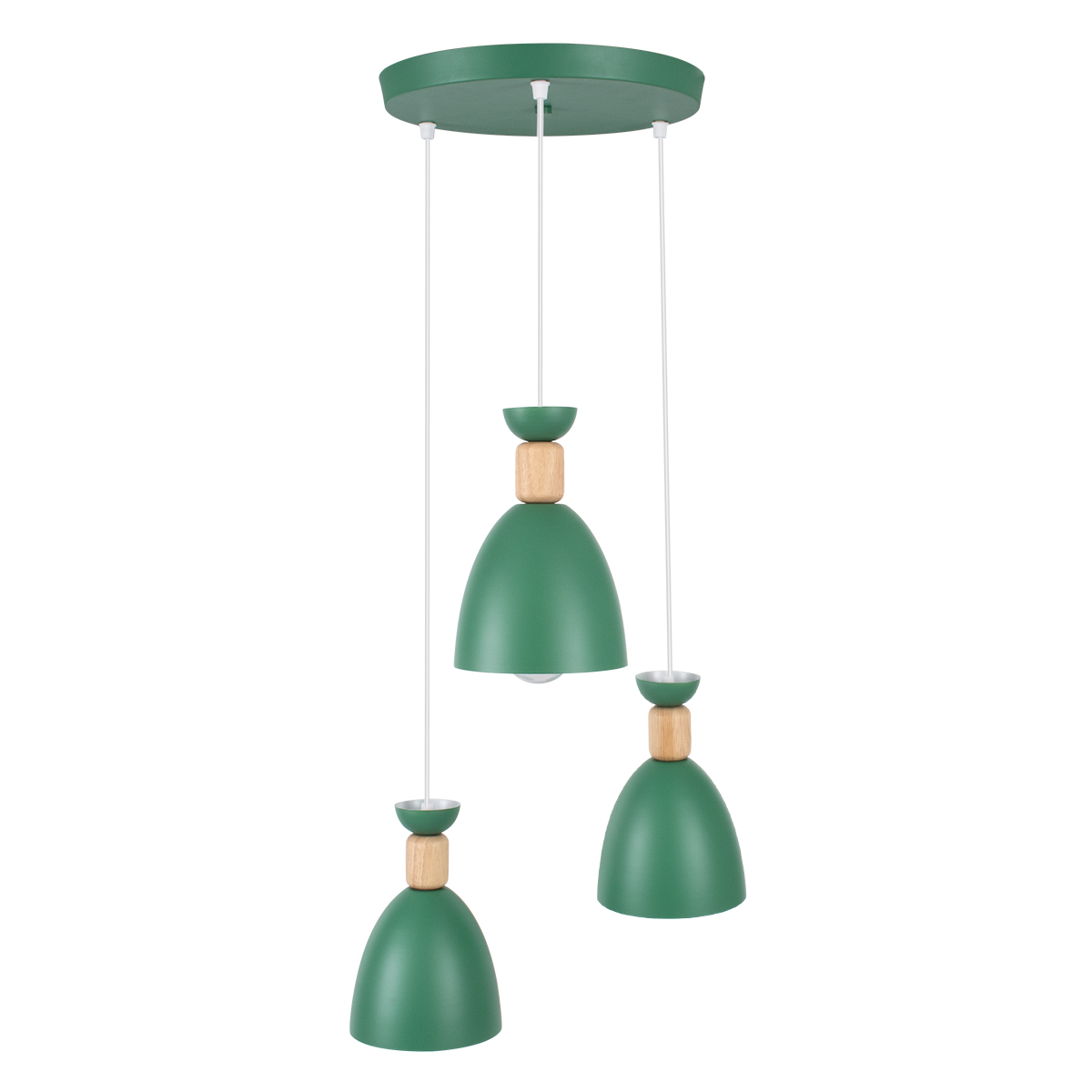 GLOBOSTAR® AVA 61575 Μοντέρνο Κρεμαστό Φωτιστικό Οροφής με Ντουί 3 x E27 AC 220-240V IP20 - Πράσινο & Μπεζ - Μ35 x Π35 x Υ130cm
