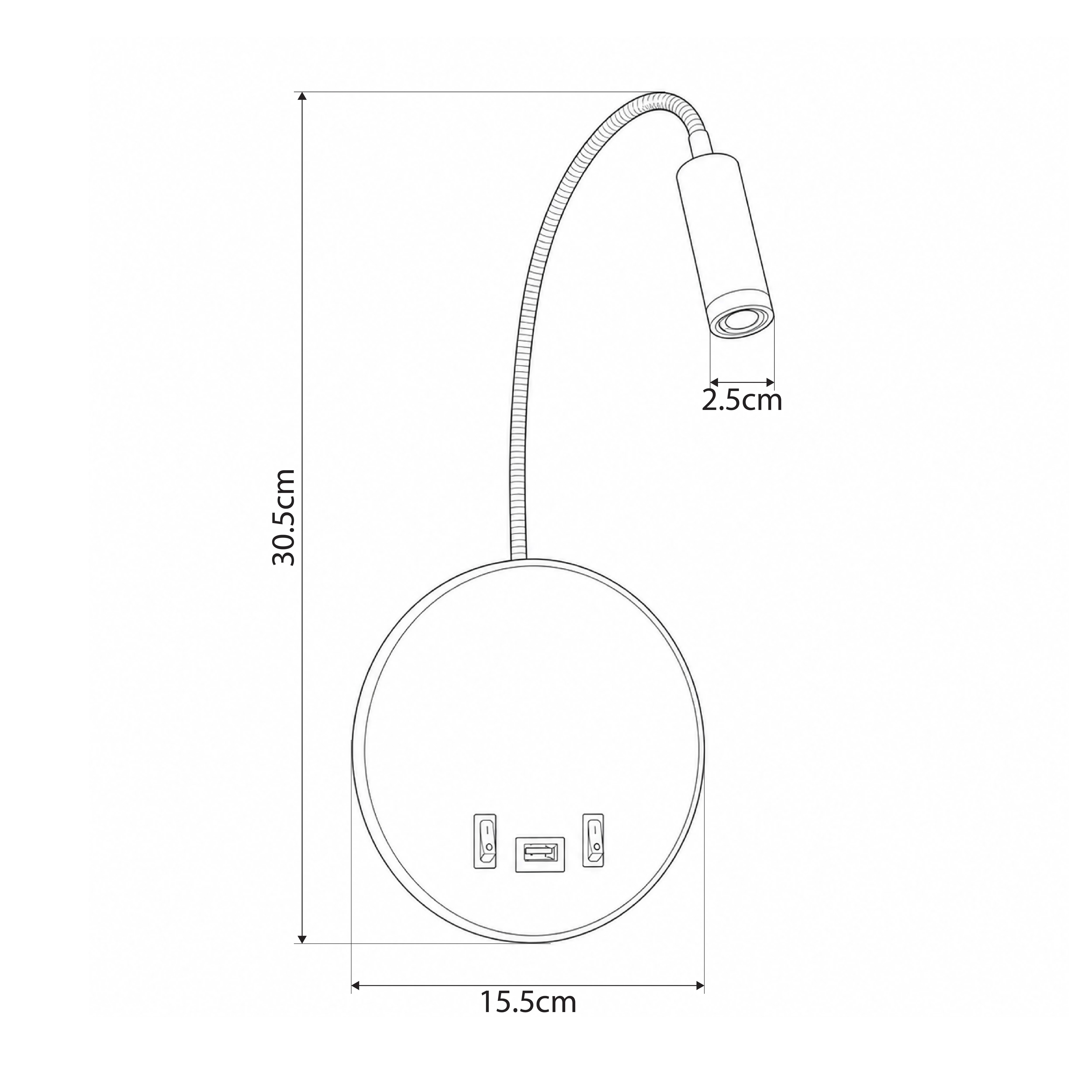 GLOBOSTAR® GOOSE 61696 Μοντέρνο Φωτιστικό Τοίχου - Απλίκα Ξενοδοχείου Reading Light με Φορτιστή USB 3A LED 6W 540lm 36° & 360° AC 220-240V IP20 Θερμό Λευκό 2700K - CREE XPE & Lumileds SMD Chip - Νίκελ Βούρτσας - Μ15.5 x Π15 x Υ30.5cm - 3 Χρόνια Εγ