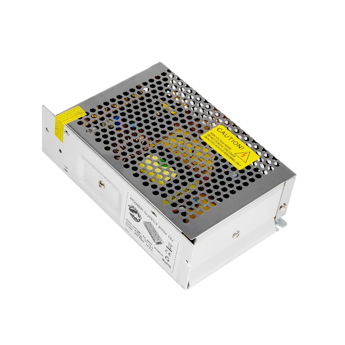 GloboStar® 68730 Μεταλλικό Τροφοδοτικό PELV για Προϊόντα LED 200W 16.5A - AC 220-240V σε DC 12V - IP20 L16 x W10 x H5cm - 2 Χρόνια Εγγύηση