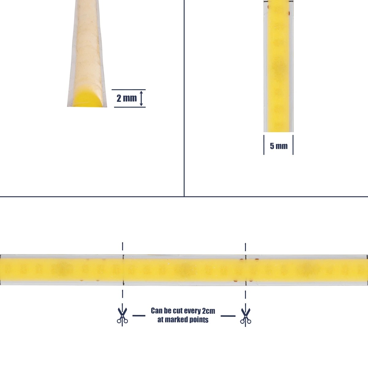 GLOBOSTAR® BEE 70355 Ταινία LED 9W/m 990lm/m 120° DC 24V IP20 384 x COB Chip/m Ψυχρό Λευκό 6000K Dimmable - Sanan COB Chip - Μ500 x Π0.5 x Υ0.2cm - Ρολό 5 Μέτρων - 5 Χρόνια Εγγύηση