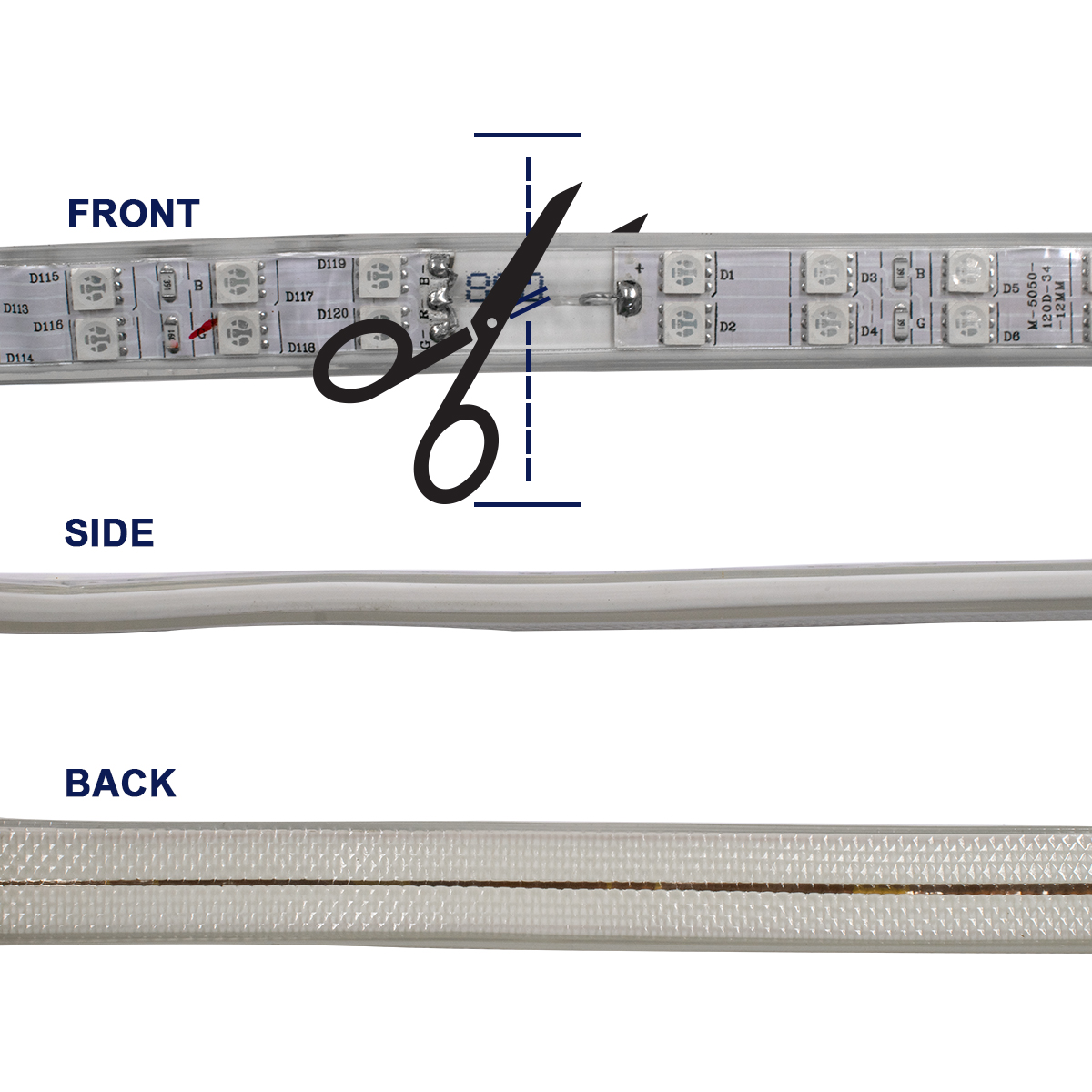 GLOBOSTAR® EPIWIDE 70517 Ταινία LED 24W/m 1560lm/m 120° DC 220-240V Αδιάβροχη IP65 120 x SMD5050 Chip/m Πολύχρωμο RGB Dimmable - Epistar SMD Chip - M100 x Π1.7 x Υ0.7cm - 3 Χρόνια Εγγύηση