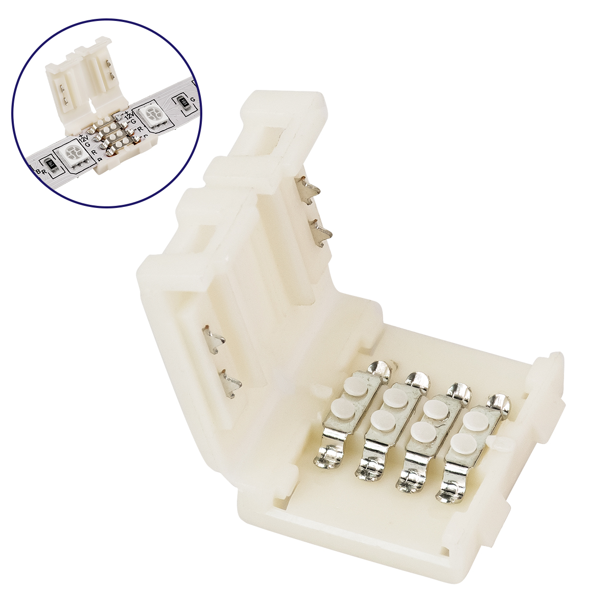 GLOBOSTAR® STRIPCON 70712 Ταχυσύνδεσμος για Ταινία LED RGB 10mm σε 10mm IP20 - Λευκό - Μ1.6 x Π1.5 x Υ0.5cm